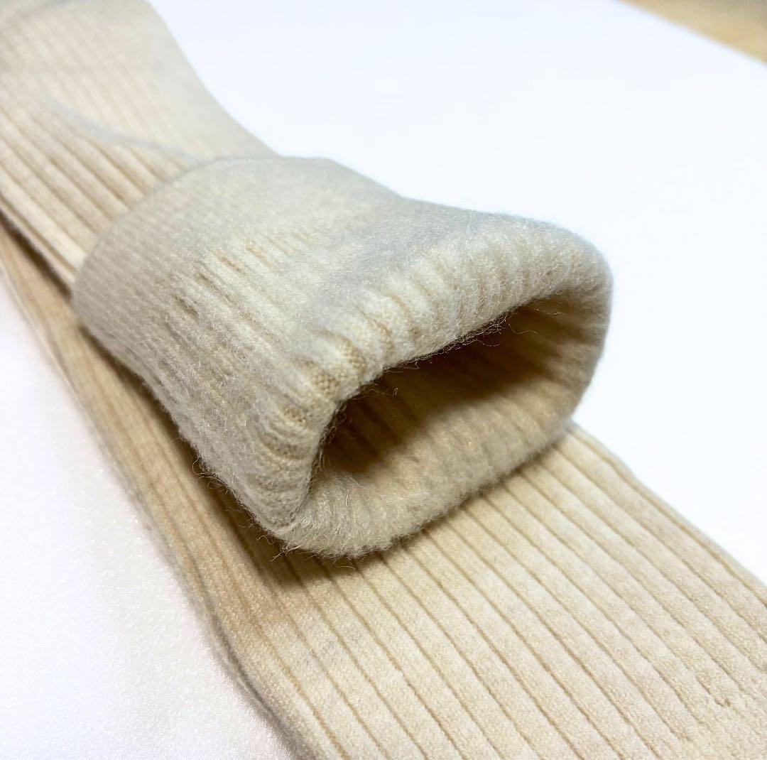 ハイソックス　高級靴下　裏側アンゴラタッチ　カシミア混　生成　肌ざわりうっとり_画像10