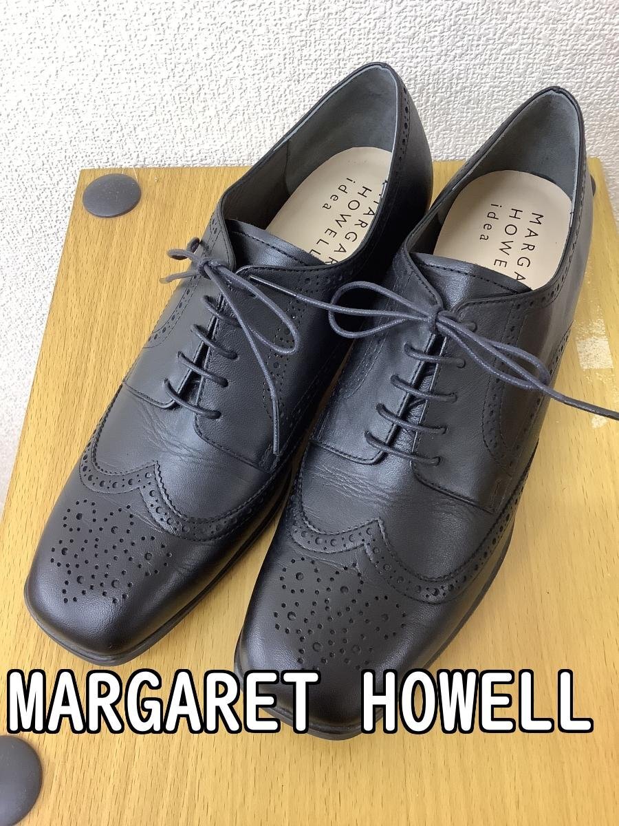 マーガレット・ハウエル (MARGARET HOWELL) 美品 ウイングチップシューズ 黒 天然皮革 サイズ24.5_画像1