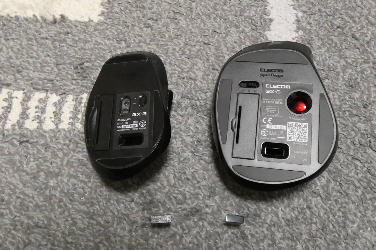 動作良好・比較的美品 ☆ ELECOM/エレコム　ワイヤレス トラックボールマウス M-XT3DR ＆ BlueLEDマウス「EX-G」M-XG1DB　送料：600円_画像3