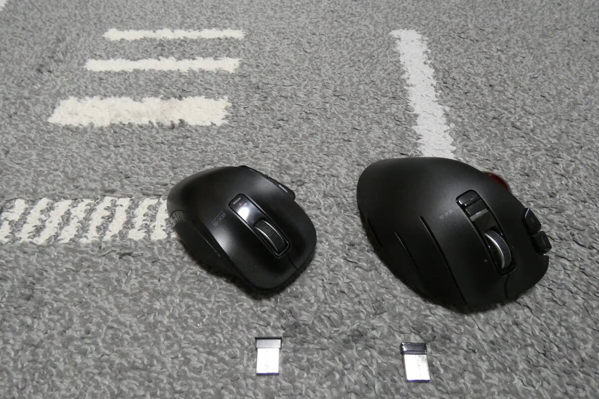 動作良好・比較的美品 ☆ ELECOM/エレコム　ワイヤレス トラックボールマウス M-XT3DR ＆ BlueLEDマウス「EX-G」M-XG1DB　送料：600円_画像2