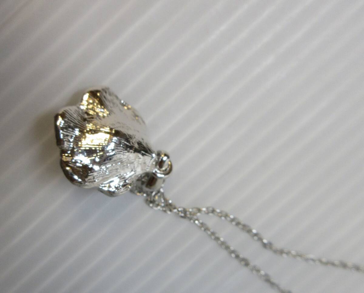 ジュエリー ネックレス フラワーモチーフ ローズクォーツ・パール調トップ 二点まとめて _画像7