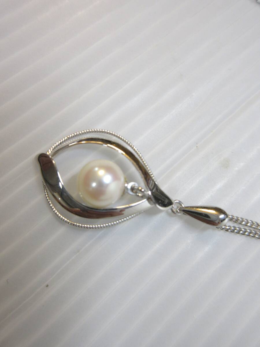 ジュエリー ネックレス フラワーモチーフ ローズクォーツ・パール調トップ 二点まとめて _画像5