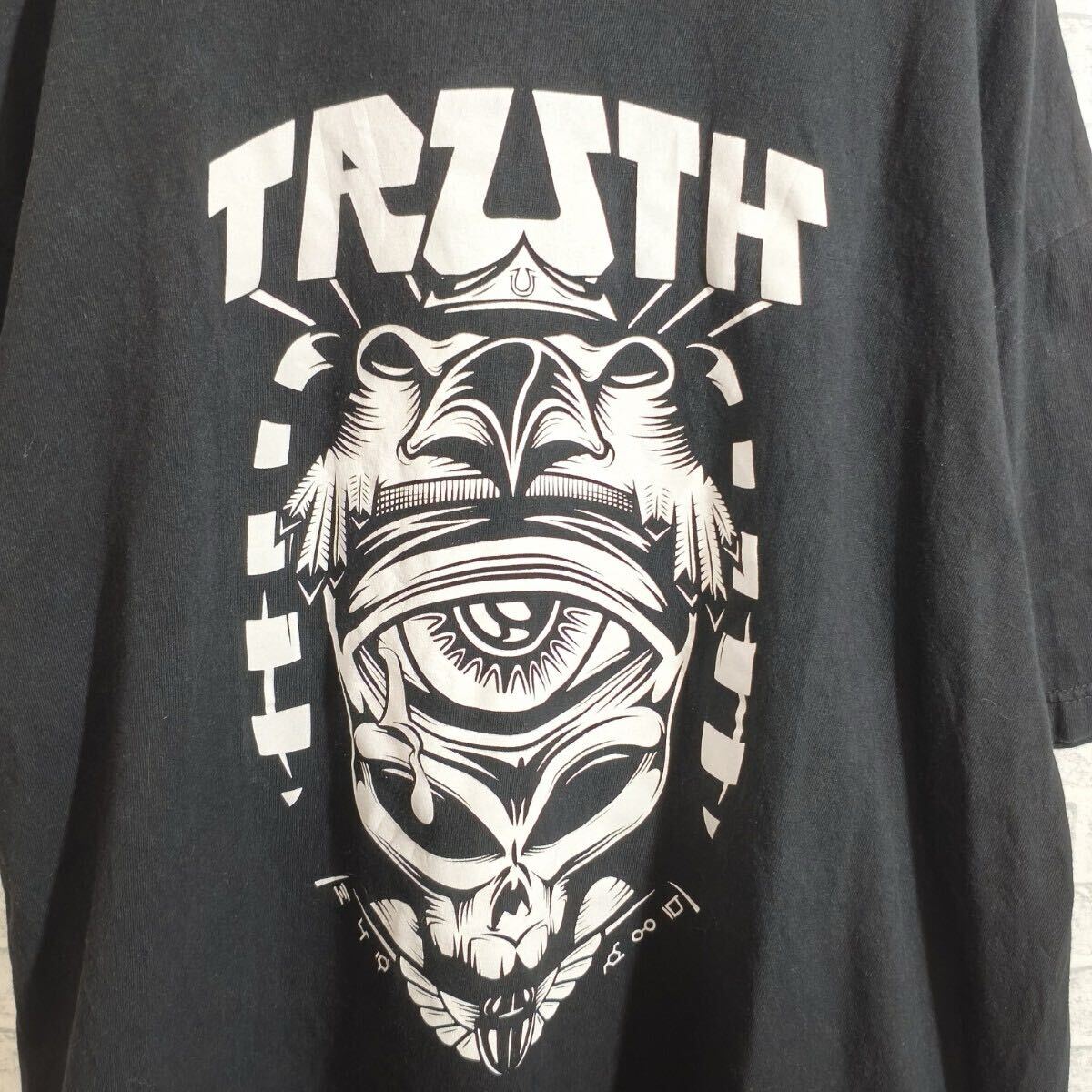 メンズ 半袖Tシャツ プリント TRUTH ドクロ 黒 ブラック XLサイズ_画像5