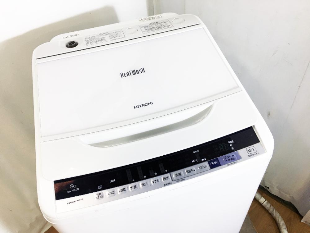 送料無料★極上超美品 中古★日立 8㎏ ビートウォッシュ！ガンコな汚れに「ナイアガラ ビート洗浄」洗濯機【BW-V80B-W】FLFA_画像2