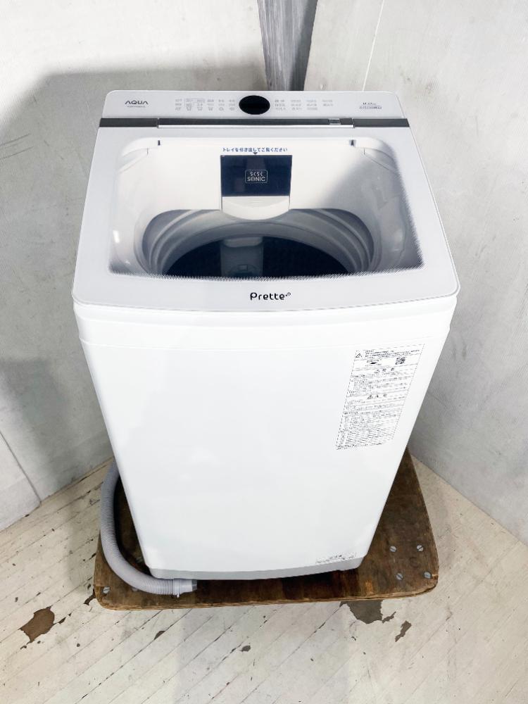 送料無料★2022年製★極上超美品 中古★AQUA 9kg 「らくらくSONIC」搭載！超音波洗浄でエリ・ソデ汚れ真っ白に！ 洗濯機【AQW-VX9M】FK9R_画像2