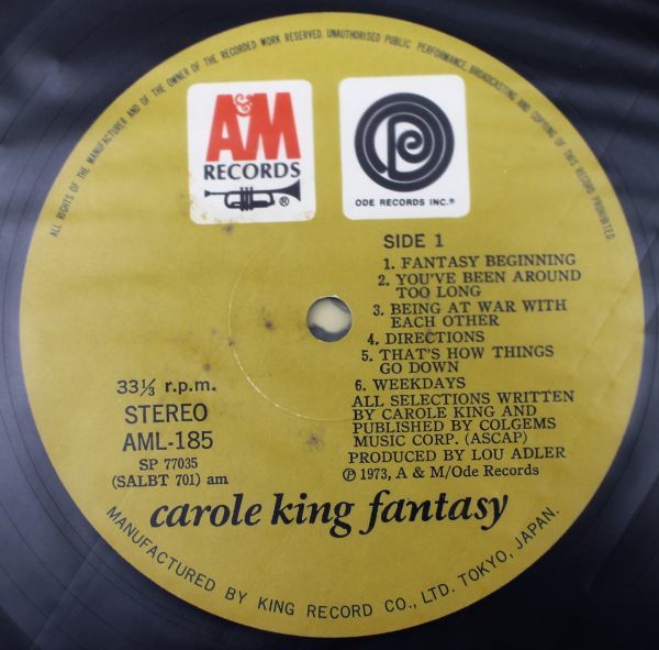 T-170 美盤 Carole King キャロル・キング / Fantasy ファンタジー AML 185 日本盤_画像3