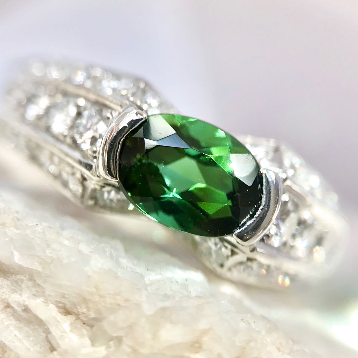 上品 天然石トルマリン 本物ダイヤモンドpt900リング granmar.com.br