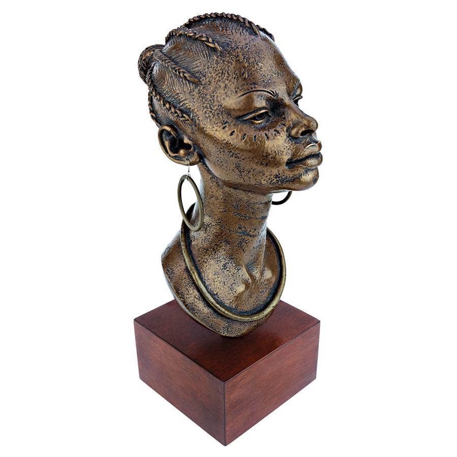 アフリカの乙女の頭部像 特価ブランド アフリカ民族衣装エスニック雑貨オブジェインテリア置物彫刻小物個性的な芸術作品ギャラリー黒人女性像ホームデコ 公式ショップ