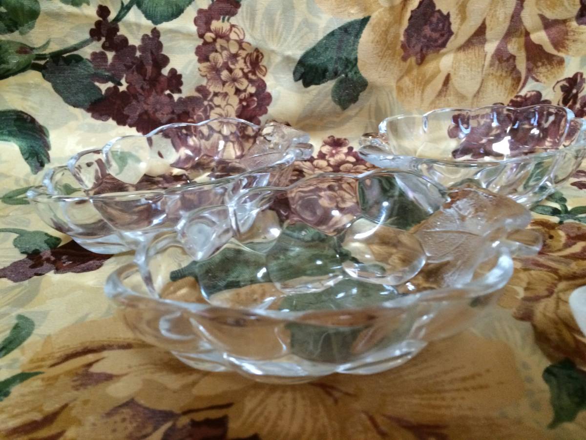 食器 ★5点セット 葉っぱ リーフ 深皿 小皿 葡萄 ぶどう 深皿 ガラス プレート 皿_画像8
