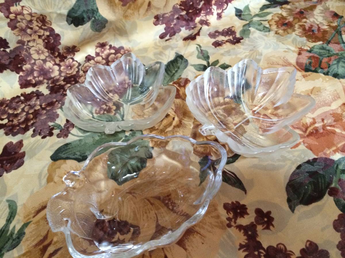 食器 ★5点セット 葉っぱ リーフ 深皿 小皿 葡萄 ぶどう 深皿 ガラス プレート 皿_画像10