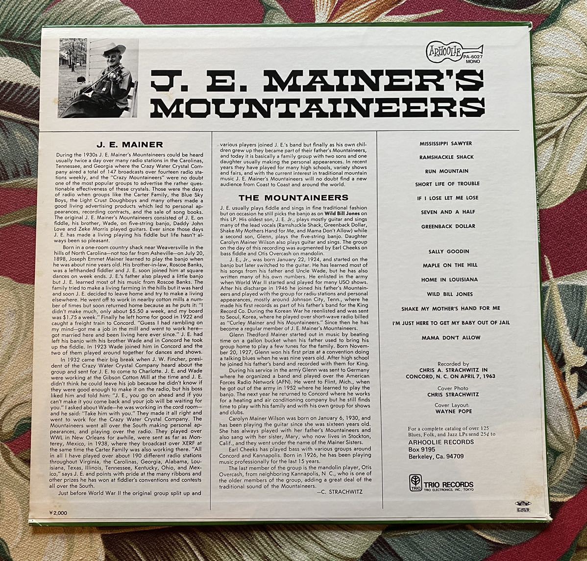 J.E. Mainer's Mountaineers 国内LP The Legendary Family From The Blue Ridge Mountains Bluegrass_画像2