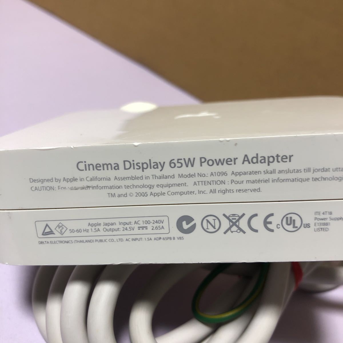 中古Apple Cinema Display 65W Power Adapter A1096 24.5V~2.65A 動作品SHA523_画像2