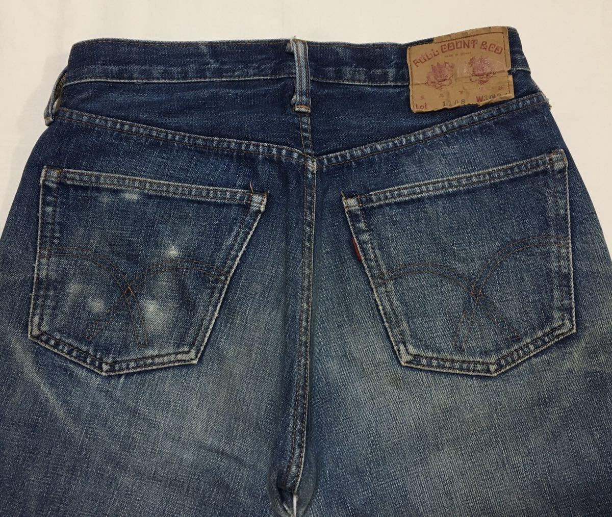 [ старый FULL COUNT] Fullcount 1108 Vintage копия джинсы 501 BIGE W30 индиго цвет .. Denim брюки красный уголок сделано в Японии снят с производства 
