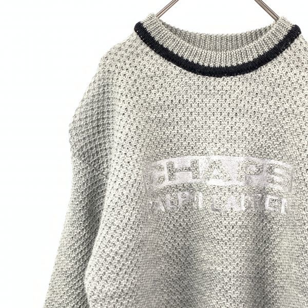 RL ラルフローレン CHAPS チャプス セーター ニット Lサイズ グレー ロゴ刺繍 ウール100%_画像1