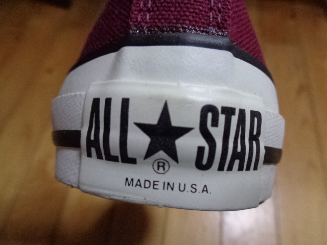 90s CONVERSE ALLSTAR コンバース オールスター ローカット マルーン US8 26.5cm デッドストック Made in USAの画像4