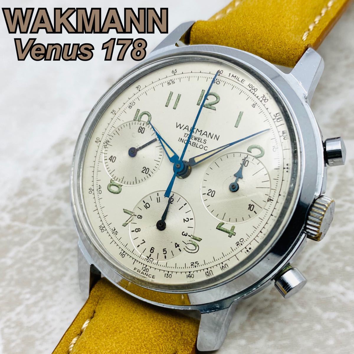 極希少 WAKMANN ワックマン クロノグラフ 激レア Venus ヴィーナス 178 手巻き OH済 メンズ 腕時計  ウォッチ/アンティーク/ヴィンテージ