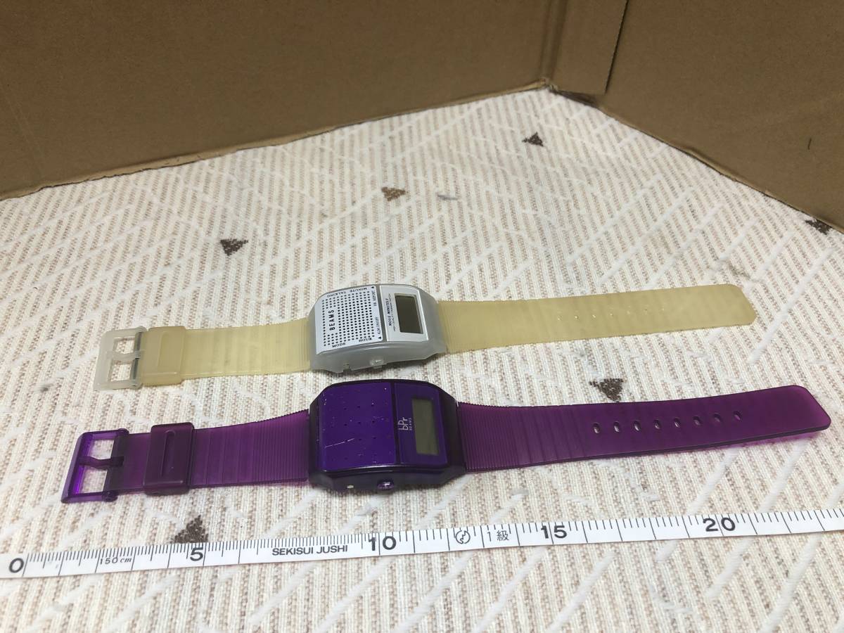 BEAMS/BATT.CR2025(白) BEAMS(bpr)/CR2025(紫)デジタル腕時計、説明欄にご覧ください_画像1