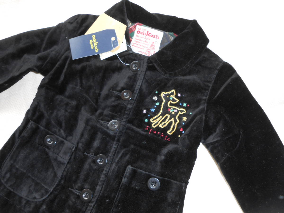  new goods regular price 5145 jpy oshkosh Oshkosh velour. embroidery pattern attaching pretty jacket 90. black 