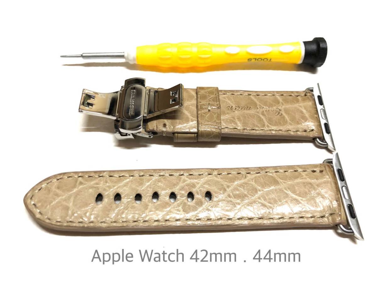 アップルウォッチ applewatch series 6,SE,5,4,3,2,1 42mm 44mm クロコダイル 両面 （アダプター 22mmＤバックル 取付工具セット）R746_画像2