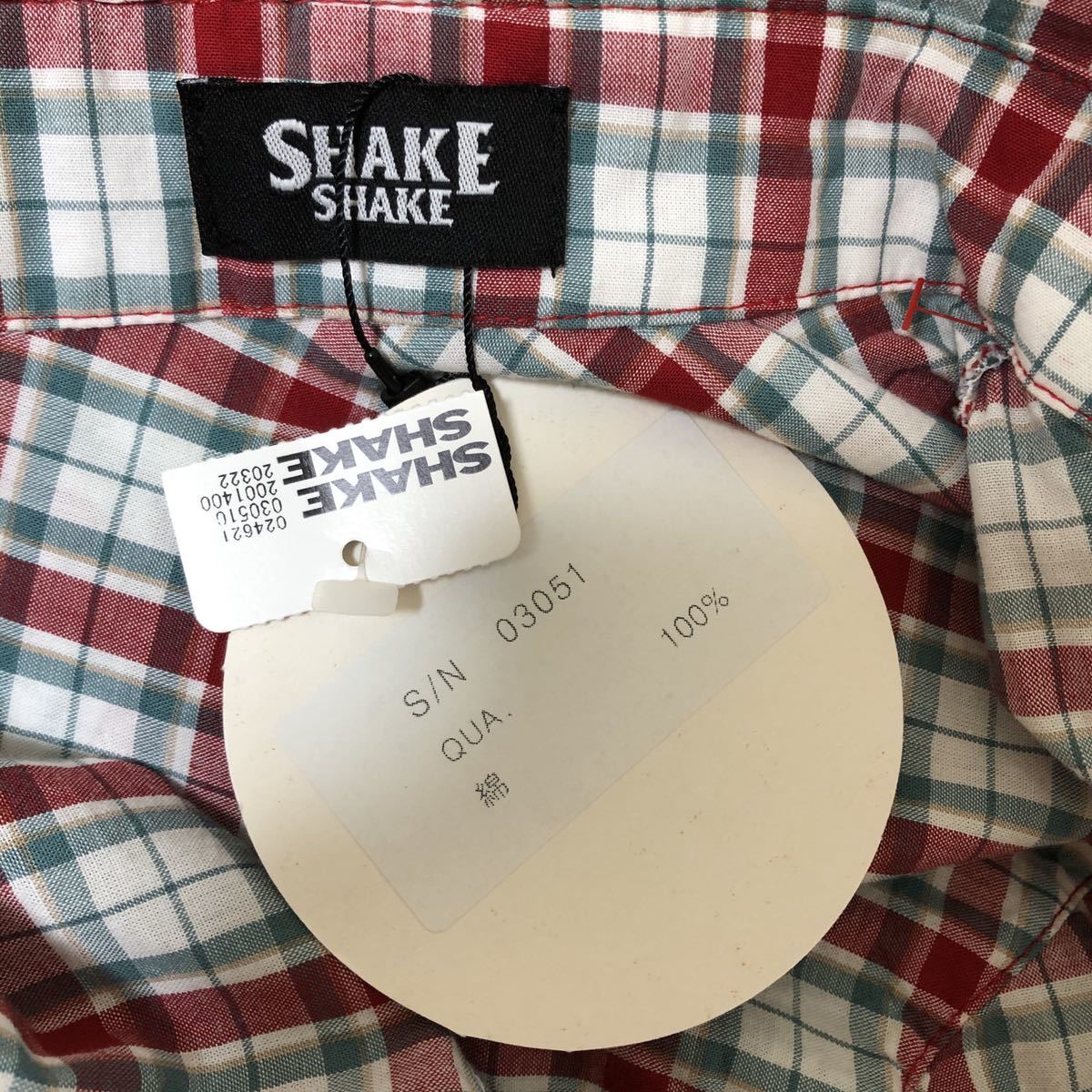 新品未使用！SHAKE SHAKE ノースリーブ　チェックシャツ フリーサイズ
