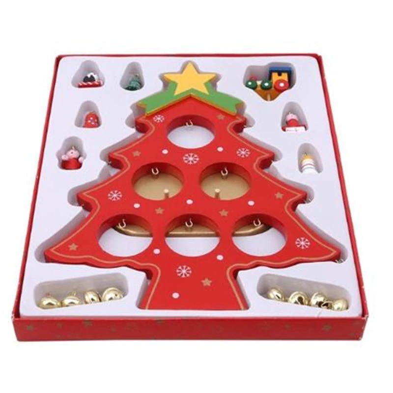 Diyミニ木製クリスマスツリーの装飾装飾品フェスティバルパーティークリスマスツリーテーブルデスク装飾子供クリスマスギフト3色より選択可_画像4