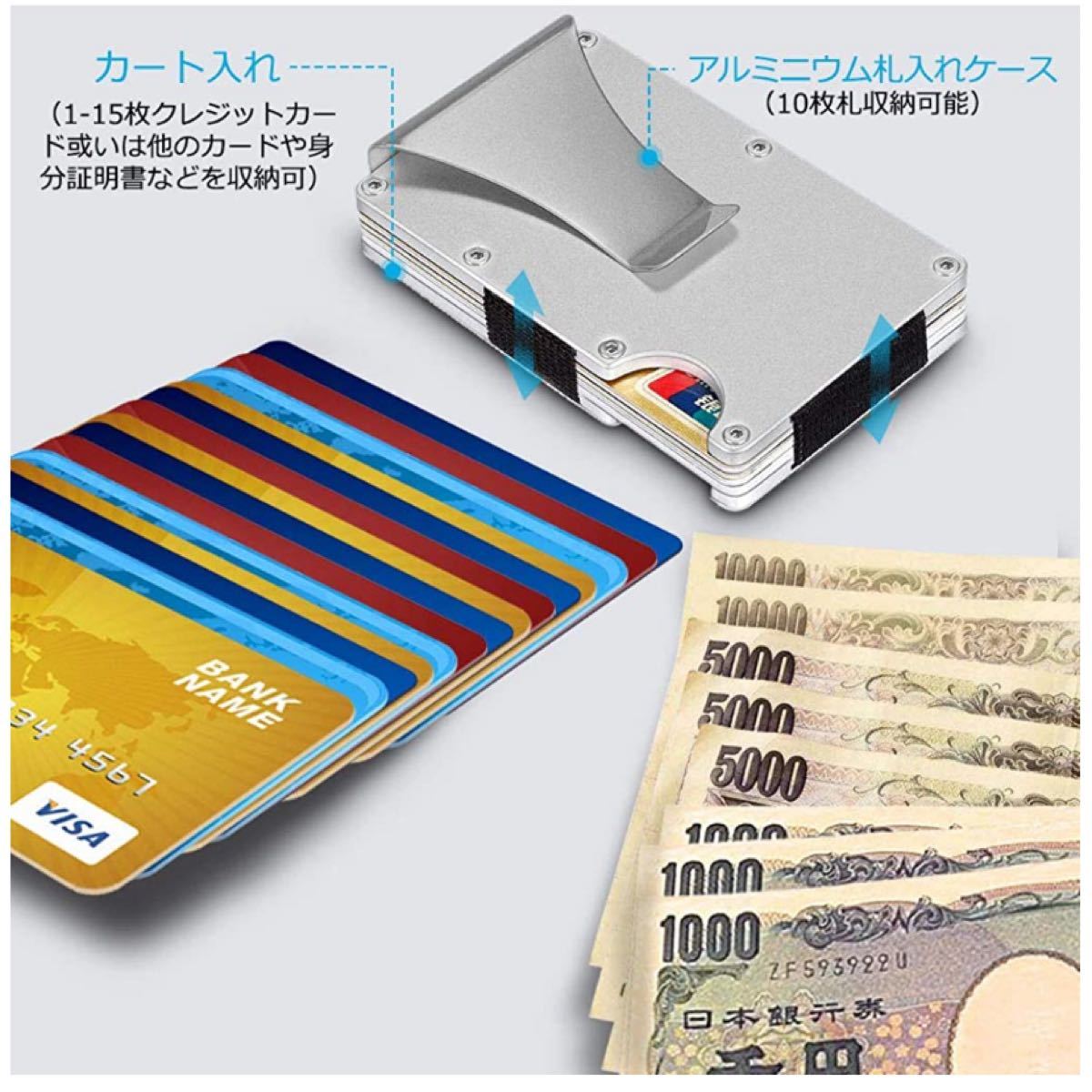 マネークリップ クレジットカードケース 磁気防止