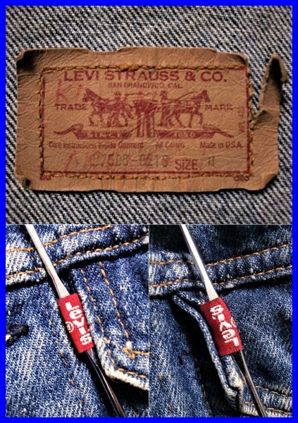 即決! USA製 Levi'sリーバイス 57508 デニムジャケット ボーイズM (メンズXS相当)_紙パッチと赤タブ