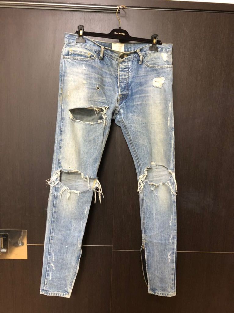 サイズ33 FEAR OF GOD Selvedge Denim Vintage Indigo Jean FOURTH