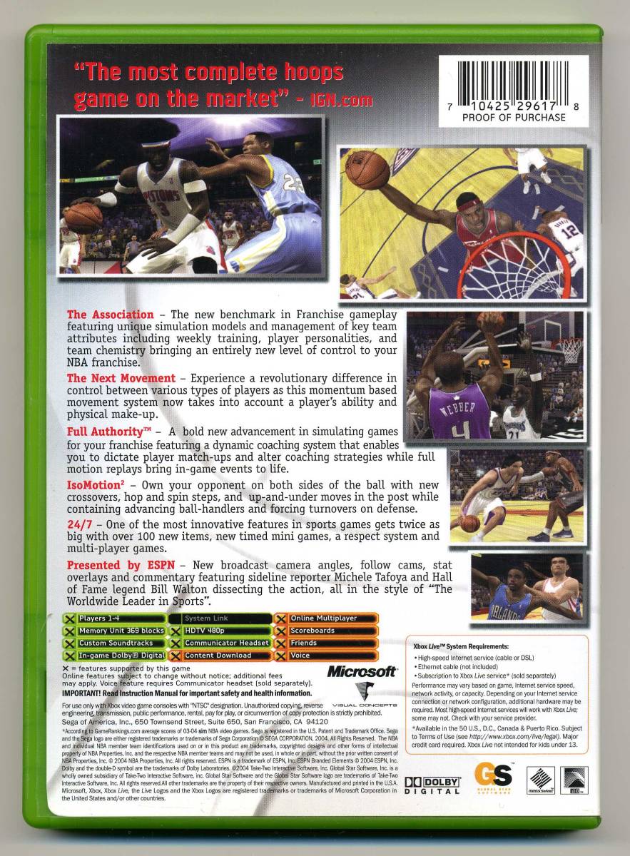 2 point successful bid free shipping used North America version SEGA Sports ESPN NBA 2K5 2005 basketball Basketball