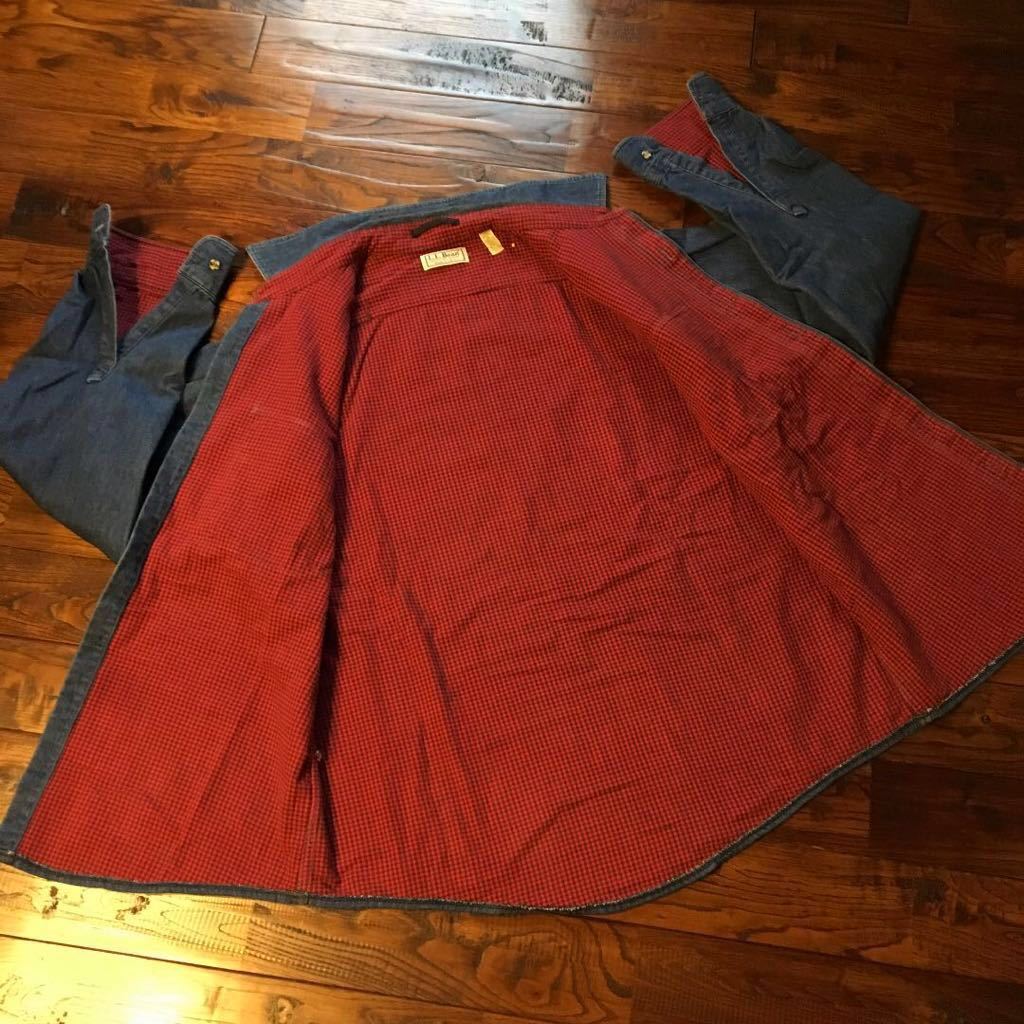 新品同様極美品！80's USA製 L.L.Bean エルエルビーン ネル裏付 メンズ デニムシャツ 長袖 ヴィンテージ ビンテージ デニム ワークシャツ_画像9