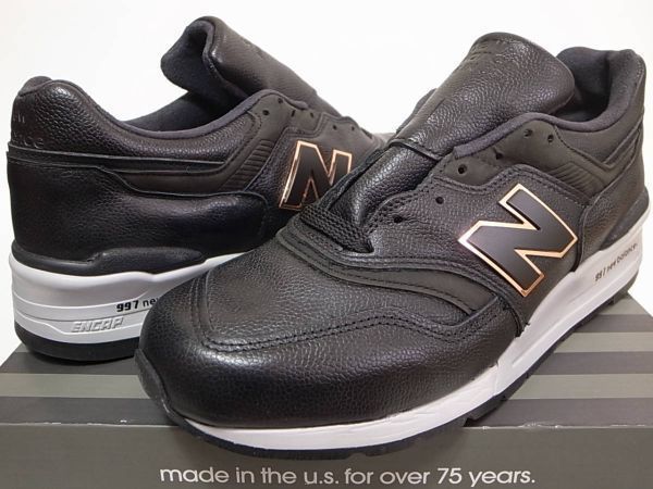 [ free shipping prompt decision ]NEW BALANCE USA made M997PAF 23.5cm US5.5 new goods HORWEEN American horn wing company manufactured all leather wood grain black type pushed . natural leather limitation 