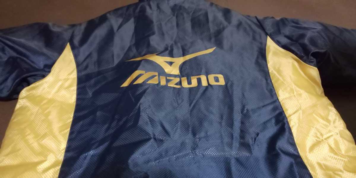  new goods MIZUNO with cotton, dark blue ( lustre equipped ) Logo, line Gold, bench coat size M