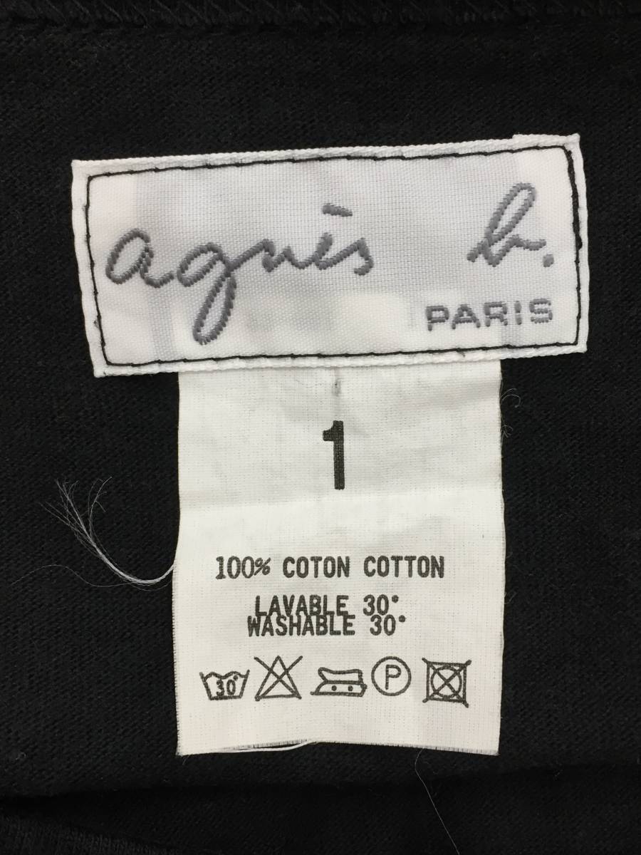  free shipping tops agnis b. Agnes B cut and sewn black thin shirt long sleeve size 1 simple handsome pretty beautiful adult made in Japan 