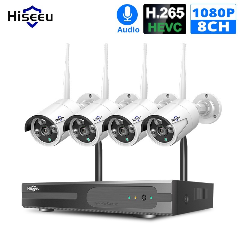 Hiseeu・8CH・4カメラ・ワイヤレス・1TB・P2P・1080p・ホームセキュリティ・防水・wifi・ビデオ監視システム