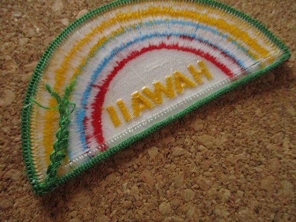 80s ハワイ HAWAII 虹 レインボー ビンテージ刺繍ワッペン/サーフィンVoygerヒッピー観光お土産アロハ旅行アメリカUSAパッチSURF_画像6