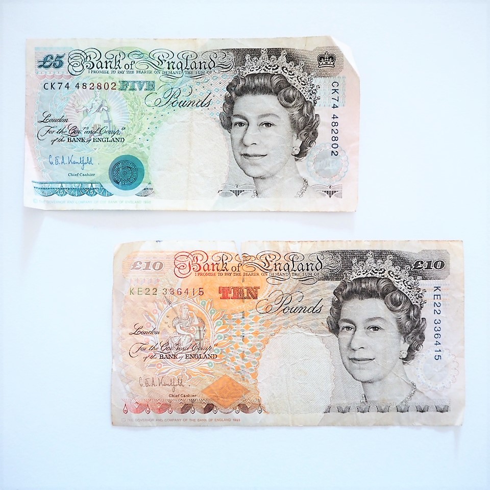 ヤフオク! - イギリスポンド 旧紙幣 55ポンド (20＋20＋10＋5