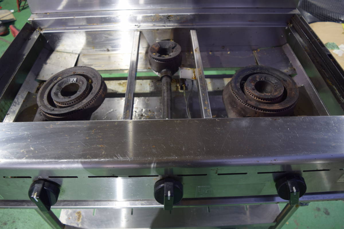 3口　コンロ　サンウェーブ　LPG　ガスコンロ　業務用調理器　厨房機　900×590×800_画像2