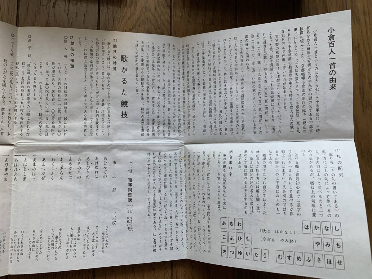 【美品】ヴィンテージ　60s 昭和レトロ 小倉　百人一首　吉野　老舗　合資会社大石天狗堂本店製　読み札・取り札・説明書付き　ちはやふる_画像8