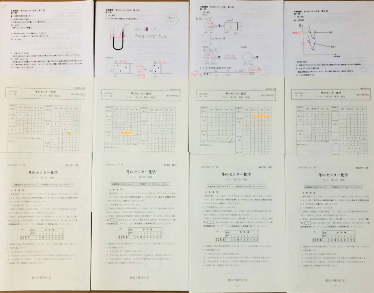 ◇【共通テスト模試 対策】2019/2020 駿台 冬期講習 センター試験対策講座（重点演習） テキスト 英語/数学/国語/物理化学/地理◇