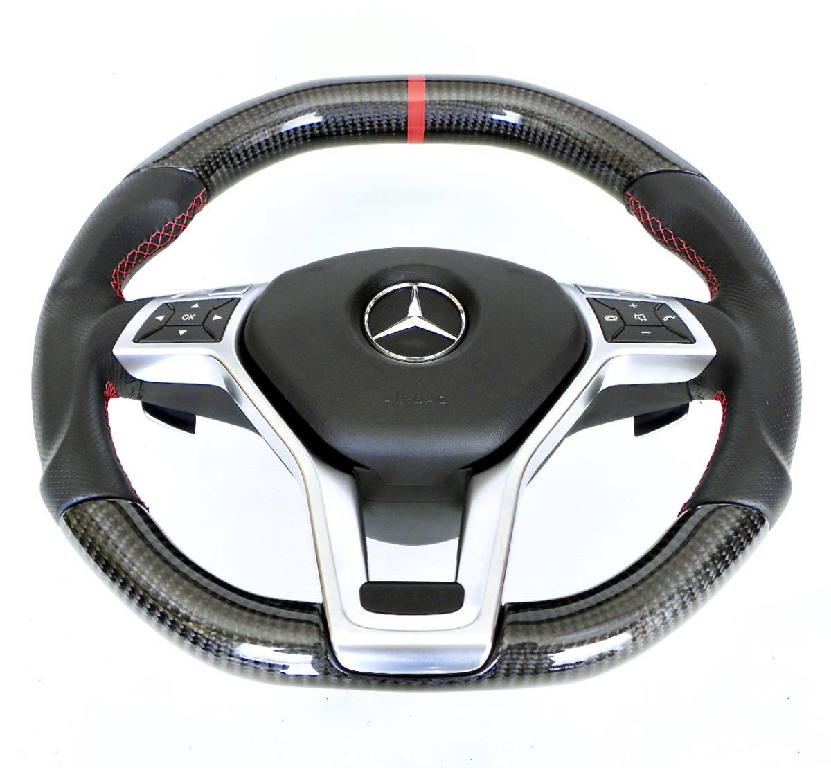 NEW 受注生産品 ベンツ W231 【SL AMG63】 W218 【CLS AMG63】　R172【SLK AMG55】 AMG専用 パドル D型 カーボンステアリング 　_画像2