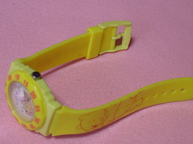  rare article DISNEY POOH&PIGLET for women wristwatch yellow 