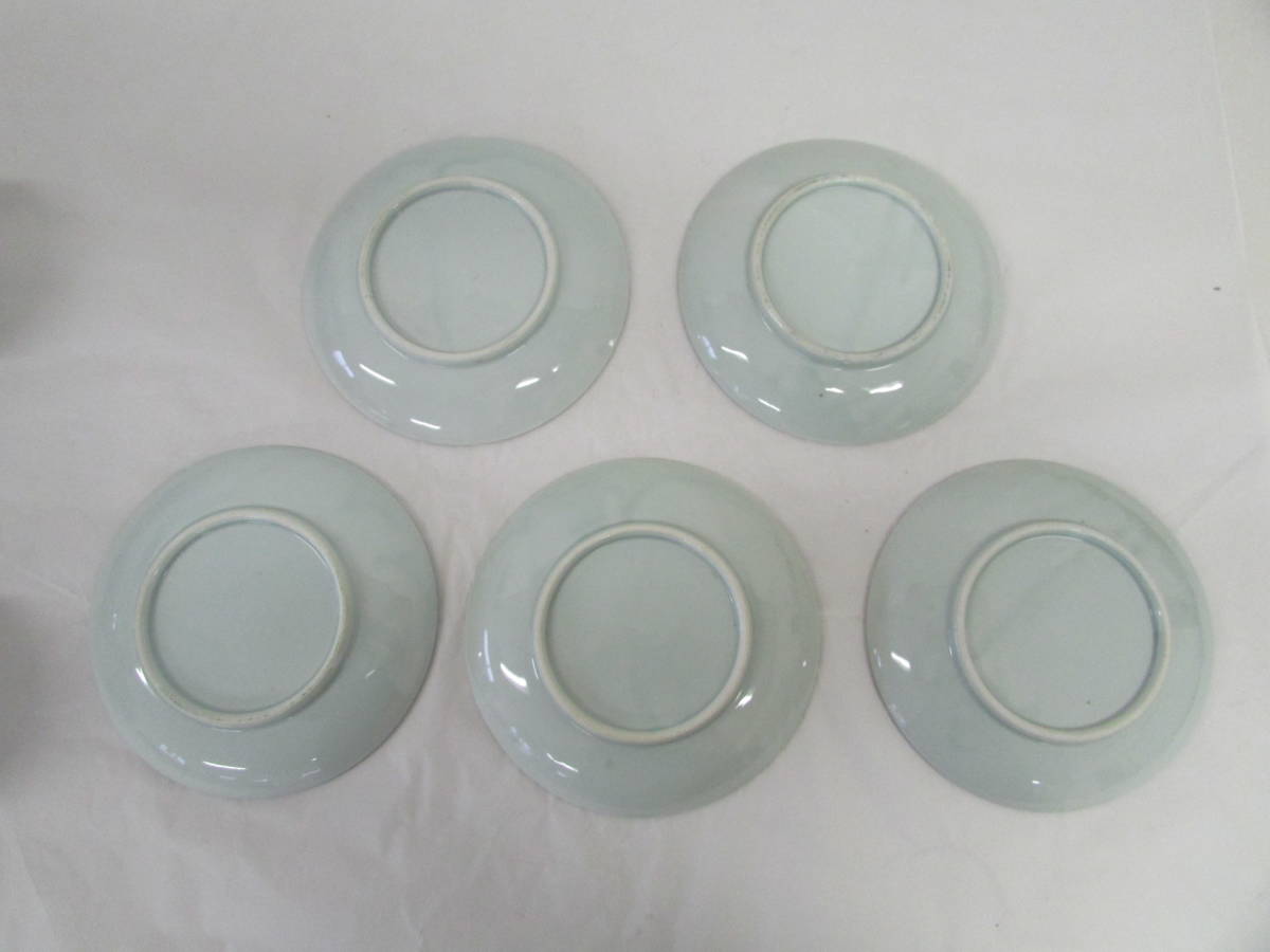  Seto celadon manner medium-sized dish 5 sheets (i015)