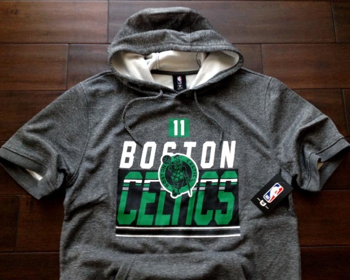 【既決USA】NBA★Boston Celticsボストン・セルティックス@胸元&背中【IRVIMG】ロゴ入【NBA Boston Celtics Short Sleeve Hoodie】Grey@Mの画像3