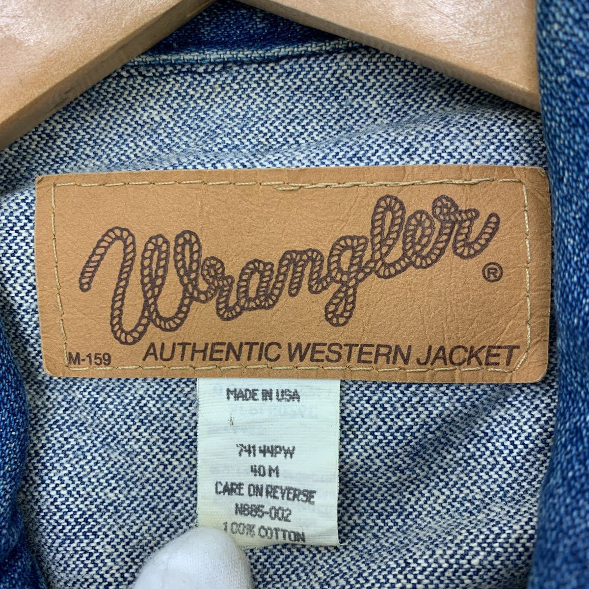80s * Wrangler * 74144PW USA производства б/у одежда казаться один пункт моно. тест * Denim жакет индиго 40 American Casual Vintage Wrangler #AA70