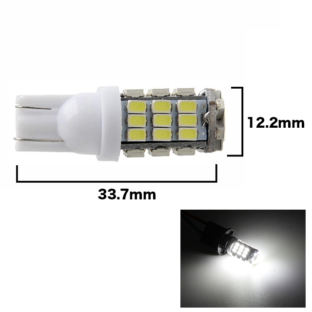 【水曜日終了】T10（T16） 42連LEDバルブ（42SMD） 2個 1206 ウェッジ球 12V 高輝度 ホワイト(純白) ナンバー灯 ルームランプ_画像2