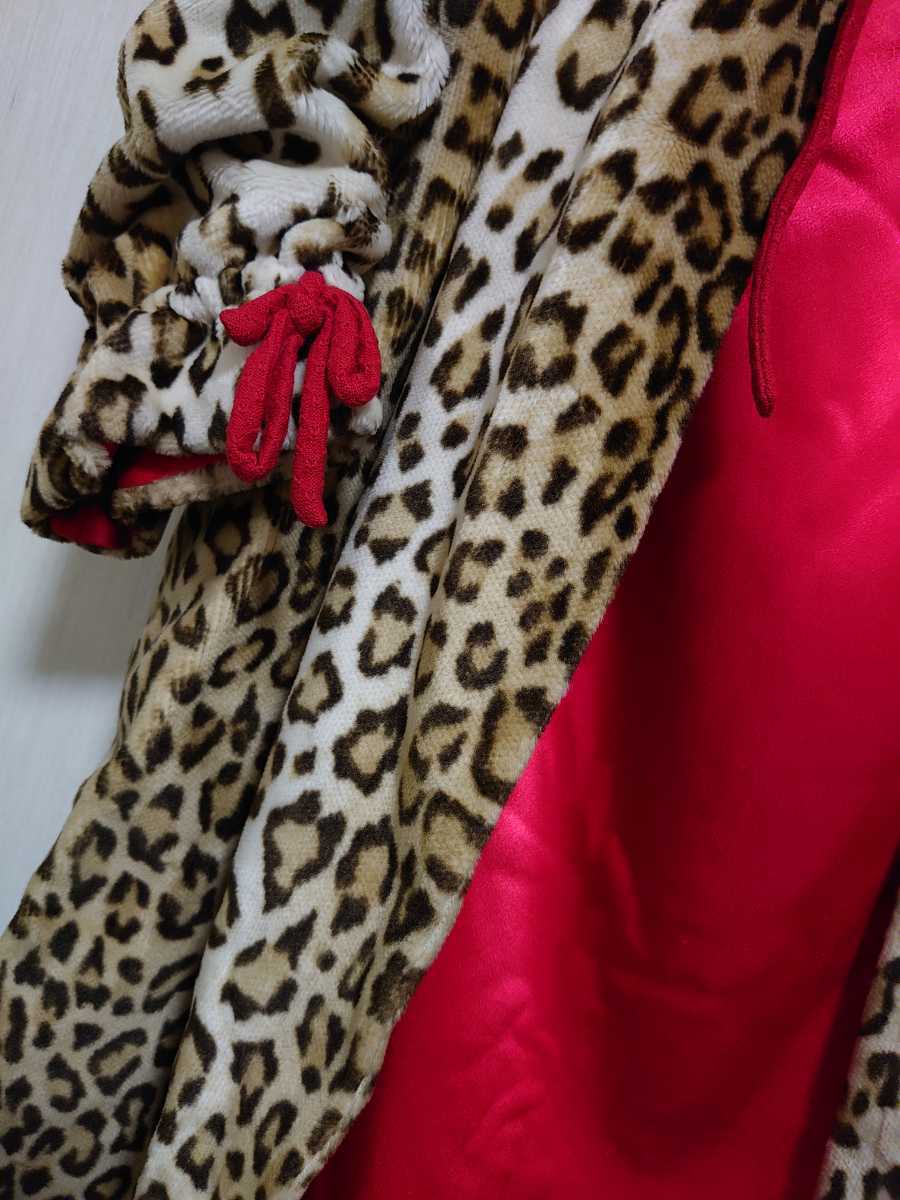 fifi chachnil Leopard fake fur coat ribbon 