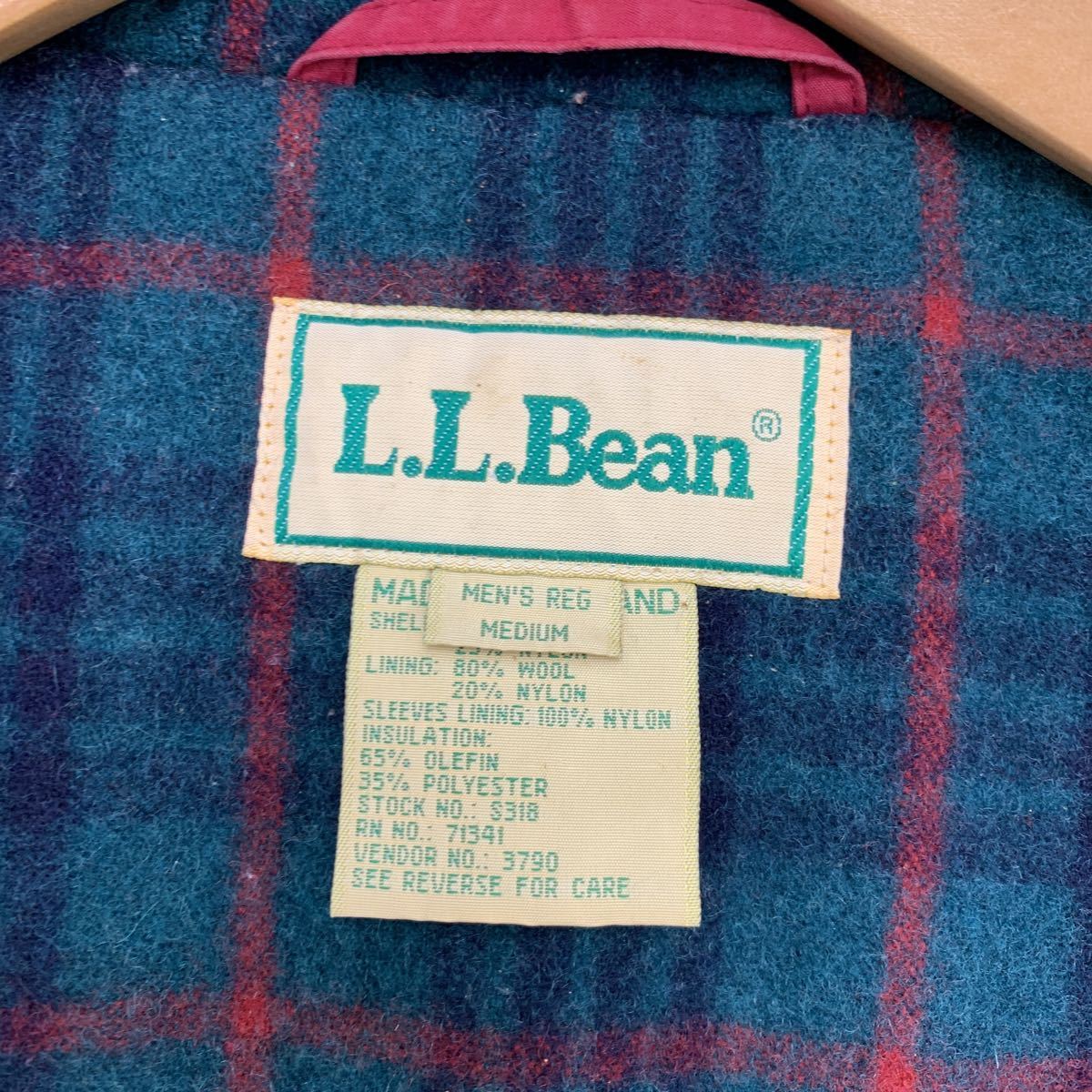 90s ☆ L.L.Bean 裏地ライナー付◎ 厚手 中綿 マウンテンジャケット マウンテンパーカー 表記M 実寸L相当 アウトドア エルエルビーン■AG47