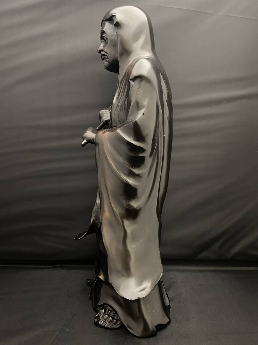 大型 大迫力 達磨大師 銅製 彫刻 置物 在銘 仏像 風水 開運 金運 招財
