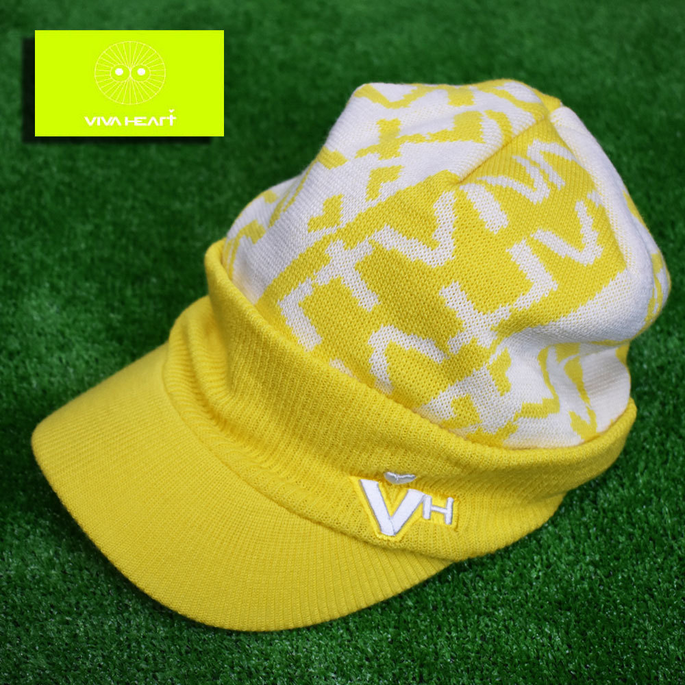  viva Heart Golf вязаная шапка [ желтый ] новый товар!