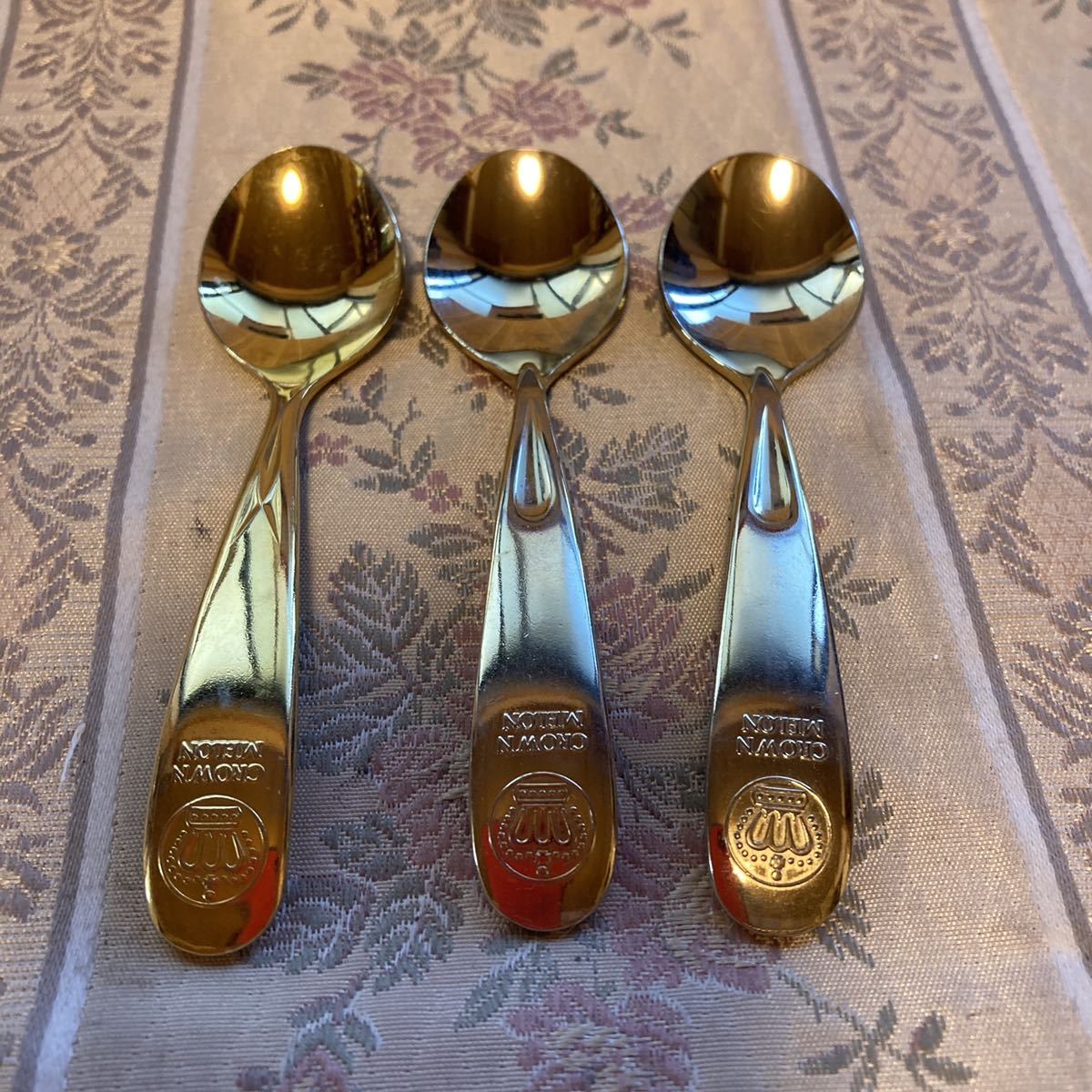  Crown melon with logo spoon 3 pcs set several equipped Gold 